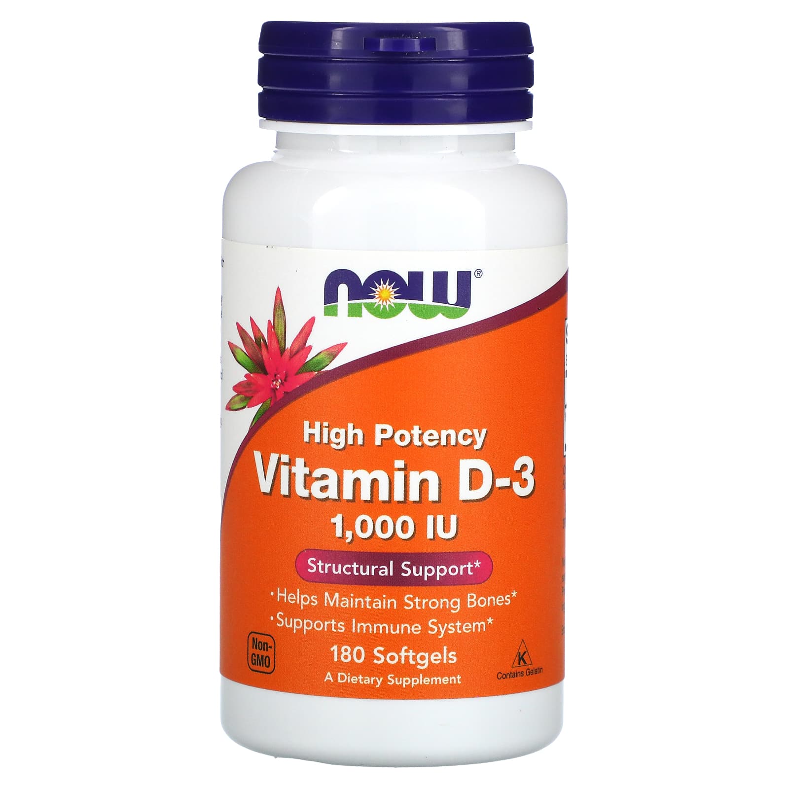 Now Foods, D-3 1000 IU, 180 Softgels UPC 733739003652 | HiLife Vitamins